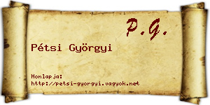 Pétsi Györgyi névjegykártya